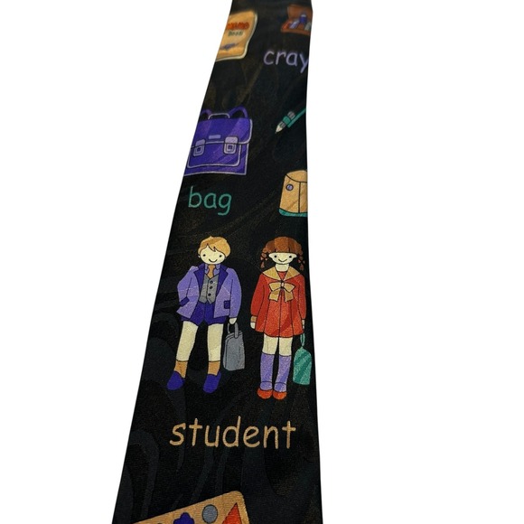 Steven Harris School Theme Necktie Mens Student Crayon Pencil Bag‎ Novelty Tie - Picture 3 of 6